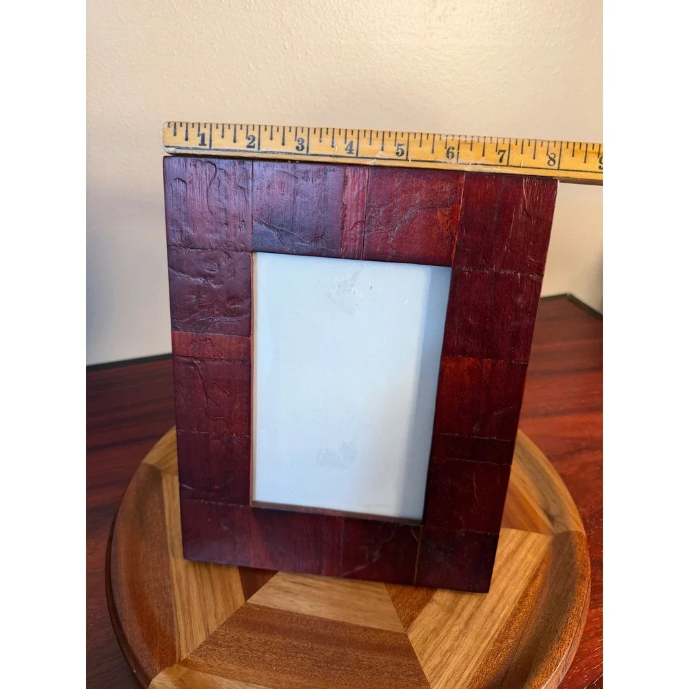 Rare Woods Tiled Mosaic Wood Picture Frame 4x6 Red Brown Tabletop Wall Decor